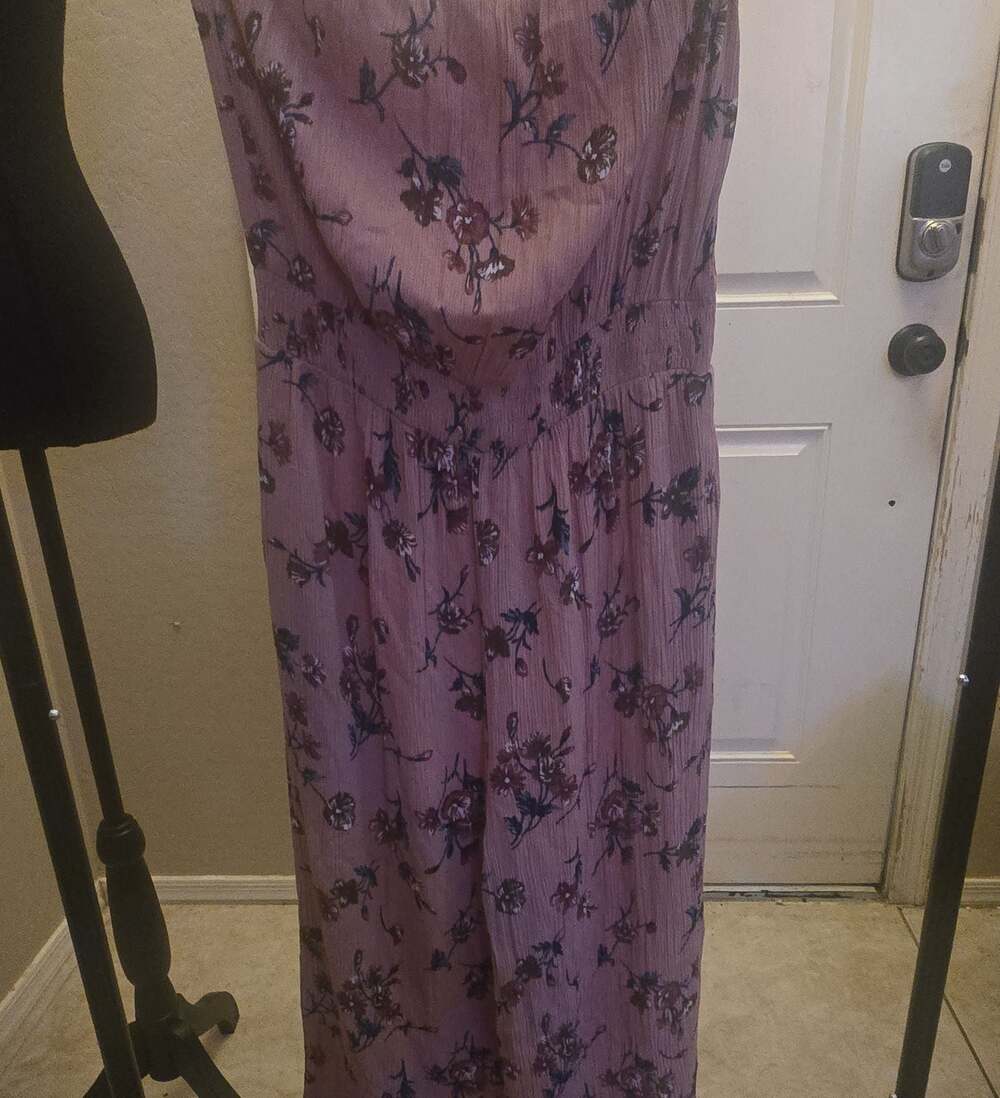 IJOAH Pink Floral Wide Leg Jumpsuit Smocked Waist Spaghetti Strap Boho